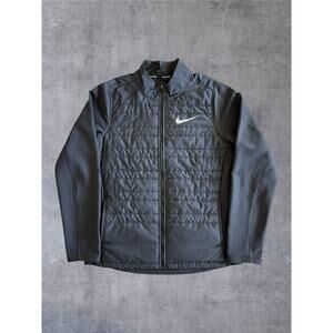 Nike AeroLayer Running Jacket Mens Large Black Quilted Insulated Full Zip AQ4877